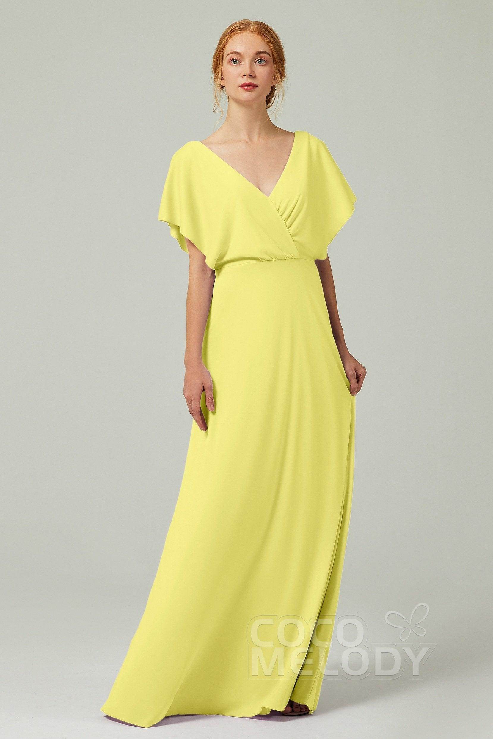 A-Line Floor Length Chiffon Bridesmaid Dress CB0351 - COCOMELODY